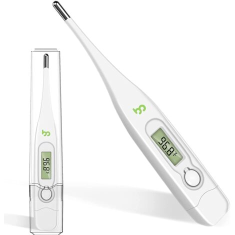 Thermomètre oral médical monobloc pour fièvre et température corporelle - Thermomètre oral ou rectal à lecture rapide pour enfants, adultes et nourrissons - 126x19x9MM