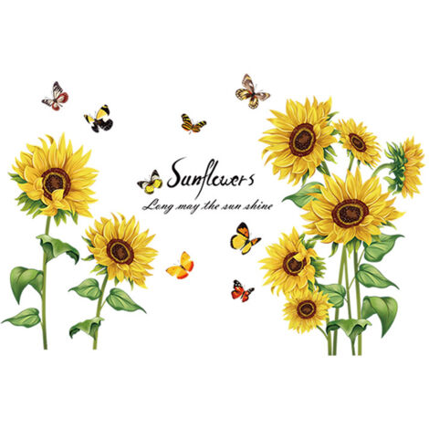 1 Pièce Miracle Tournesol Fleur Sticker Mural Murale Jardin Fleur Sticker Chambre Salon Bureau TV Mur