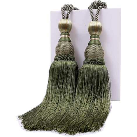2PCS Porte-Rideau à Cravate en Corde Fait à la Main Embrasse de Rideau Embrasses Faites à la Main pour Rideau de Fenêtre pour Salon Chambre Bibliothèque Hôtel, Vert
