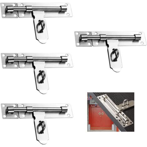 4 Pièces Loquet de Porte Serrure, 8'' Targette de Porte Cadenas, Loquet de Portail en Acier Inoxydable, Porte Verrou Loquet Porte, pour Entrepôt Garage Grange Portail Cour Porte (1/5)