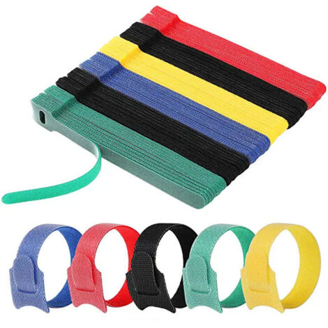 Attaches de câble réutilisables en nylon, lot de 120, [150 mm x 12 mm], attaches Velcro réglables pour bureaux, jardins et autres usages - Couleurs aléatoires