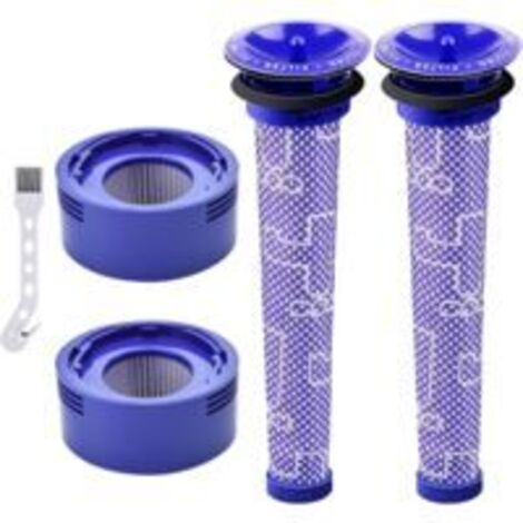 Kit de filtres de rechange pour aspirateurs sans fil Dyson V7, V8 Animal, V8 Absolute et SV10, comprenant 2 post-filtres et 2 pré-filtres.