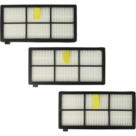 Lot de 3 filtres compatibles avec les Roomba 800 et 900. Kit de remplacement pour les filtres des séries 8 et 9. Pièce de rechange comprenant trois filtres.