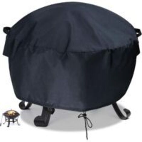 Sollbry Housse de protection pour brasero de jardin, terrasse, brasero en tissu Oxford 210D, imperméable et indéchirable, rond, noir, 85 x 40 cm (1/3)