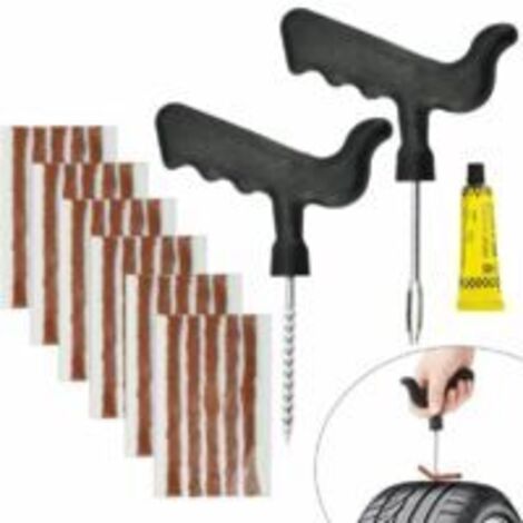 30 mèches de réparation de pneus en caoutchouc naturel, mèches pour pneus de voiture, 6 mm, 10 cm, kit de réparation de pneus de moto avec 2 outils de montage, kit de réparation de pneus tubeless, mot