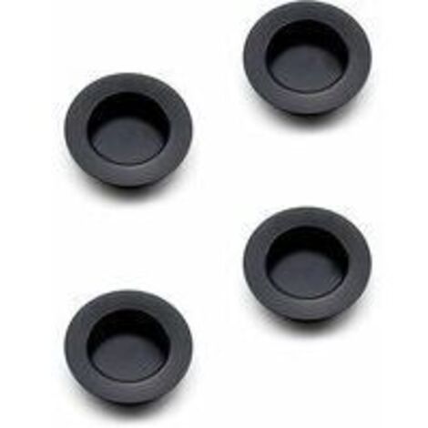 Rond, encastré, noir, pour portes coulissantes, 40 mm, pour portes coulissantes, pour armoires, tiroirs et portes