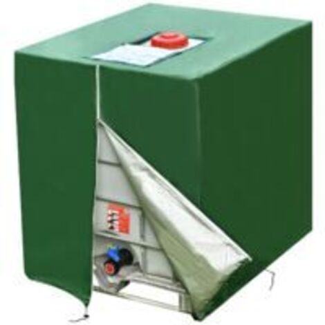 S-giant Bâche Réservoir d'eau IBC 1000 L Couverture Container Citerne Eau Pluie avec Fermeture éclair Coupe-Vent Anti-UV 210D Résistant à la Déchirure(Vert)