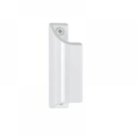 Poignée de porte en aluminium laqué blanc, profilé de 90 mm de longueur, pour portes-fenêtres.