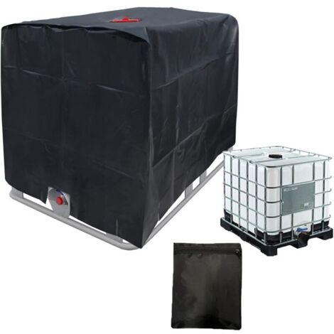 Housse de protection pour réservoir IBC 600/800/1 000 L, pour réservoir d'eau de pluie, film de protection résistant aux UV, accessoires de jardin, noir, 1 000 L (1/5)