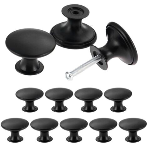Lot de 12 boutons de meuble vintage, poignées de cuisine anciennes, ronds, 30 mm, noirs (1/5)