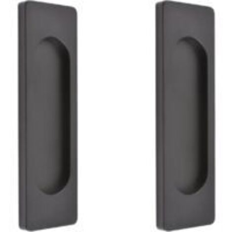 Poignées de porte coulissantes auto-adhésives rectangulaires Sollbry (lot de 2), en alliage d'aluminium, sans perçage, pour portes coulissantes de style grange (noir mat, 100 mm) (1/4)