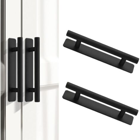 Poignées de meubles en aluminium autocollantes (pièces), poignées de porte coulissantes autocollantes de 150 mm pour cuisine et chambre, autocollants pour poignées de tiroir (noirs) (1/5)