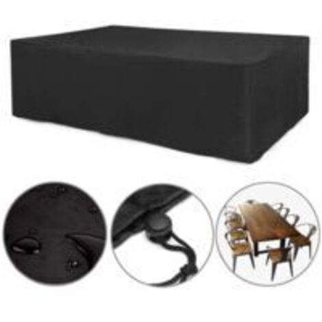 Housse Salon de Jardin 210D 213X132X74cm Exterieur Etanche Coupe-Vent Poussière Tissu Oxford Noir Housses de Meubles avec Boucle de Verrouillage Bâche de Protection pour Table Chaise Mobilier Ikodm (1/5)