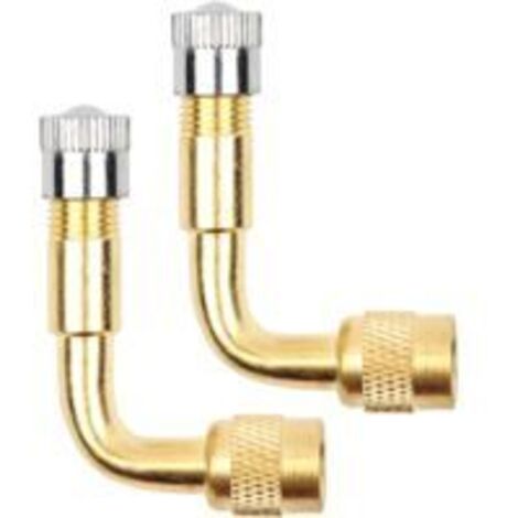 Rallonge de valve Sollbry à 90 degrés, en cuivre, lot de 2, pour valve coudée de voiture, de pneu, de moto, de vélo ou de scooter. (1/4)