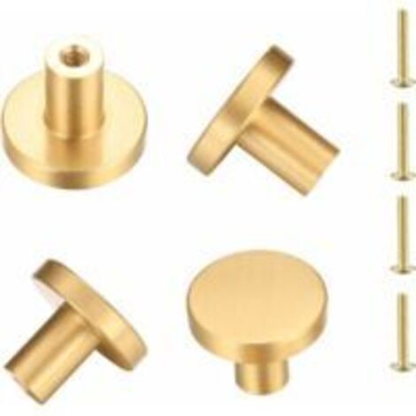 Poignées de porte rondes en laiton, poignées de meubles, poignées de tiroir de cuisine, poignées dorées, un seul trou – 4 pièces (25 x 20 mm) (1/5)