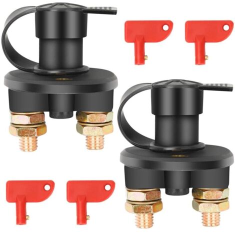 Lot de 2 disjoncteurs de batterie 12V/24V, interrupteur marche/arrêt pour batterie de voiture, yacht, bateau, camion, bus, camping-car, voiture, moto