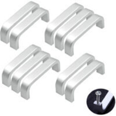 Poignées miniatures en aluminium (64 mm), lot de 10, pour meubles de cuisine, tiroirs et meubles de chambre. (1/5)