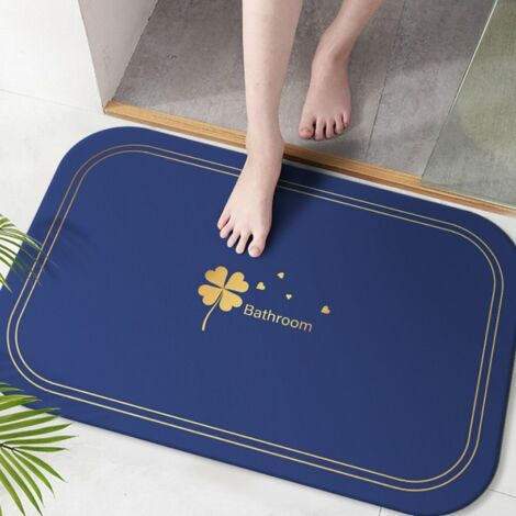 Trèfle à quatre feuilles - Bleu Océan Profond 4060cm (terre de diatomées) Tapis de sol en terre de diatomées, tapis de salle de bain antidérapant, tapis de toilette résistant à l'usure et absorbant l (1/5)