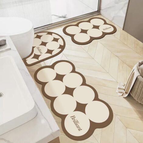 Housse de siège de toilette aromatisée au café au lait frais, 5055cm, pièce unique. Ensemble de tapis de toilette (ensemble de 3 pièces), tapis de salle de bain en terre de diatomées, tapis absorbant (1/5)