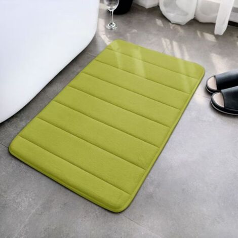Vert gazon - matelassé 4060cm, polaire corail 0,6cm Tapis de sol en polaire corail rayée, facile à nettoyer, tapis de toilette et de salle de bain, absorbant et antidérapant. (1/5)
