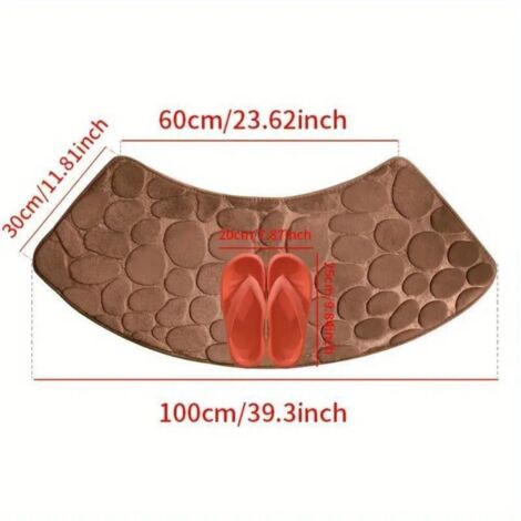 Brun café - petits cailloux 4000cm (corail polaire en forme d'éventail 0,8cm) Tapis de sol en polaire corail, tapis antidérapant galets pour toilettes/salle de bain, tapis de salle de bain absorbant p (1/5)