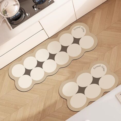 Para Brun Clair 4020cm Boue de Diatomées Tapis de sol ménager en terre de diatomées résistante à l'usure, orné d'un joli motif d'animaux de dessin animé, facile à nettoyer, absorbant et antidérapant. (1/5)
