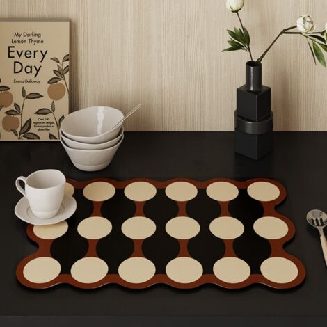 Biscuits ronds - Cercles à l'abricot - Forme irrégulière 4050cm (Terre de diatomées) Tapis d'égouttage style rétro/vintage, dessous de verre absorbant en terre de diatomées pour plan de travail de cu (1/5)
