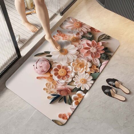 Revêtement mural en terre de diatomées améliorée 4060cm Tapis de sol en terre de diatomées, tapis de salle de bain absorbant et antidérapant, tapis de toilette et de salle de bain pour la maison (1/5)