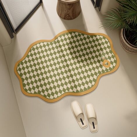 Sperger Ginger Sweet 4060cm Diatom Mud Tapis absorbant à damier irrégulier pour toilettes et salles de bains, antidérapant, en terre de diatomées, pour entrées de salle de bains (1/5)