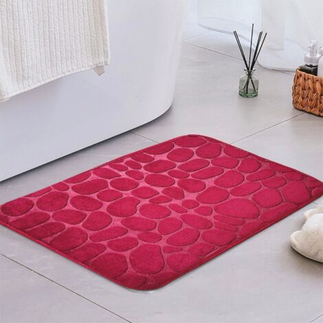 Bourgogne, 5080cm (polaire corail 0,8cm d'épaisseur) Tapis de sol en polaire corail unie avec petits cailloux, tapis de salle de bain, tapis absorbant pour toilettes (1/5)
