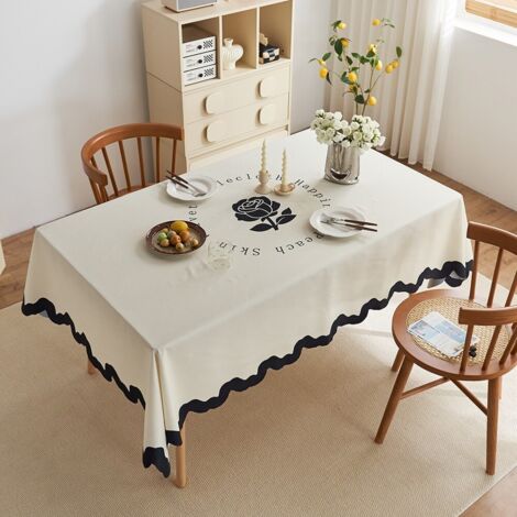 Bouquet crème 140x140cm Nappe, nappe décorative à carreaux, nappe pour table basse de forme irrégulière, nappe pour table à manger, nappe pour table d'étalage (1/5)