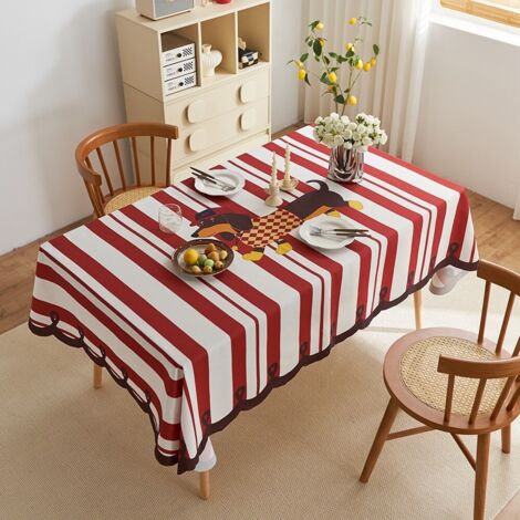 Chiot teckel rayé 140x140cm Nappe, nappe décorative à carreaux, nappe pour table basse de forme irrégulière, nappe pour table à manger, nappe pour table d'étalage (1/5)