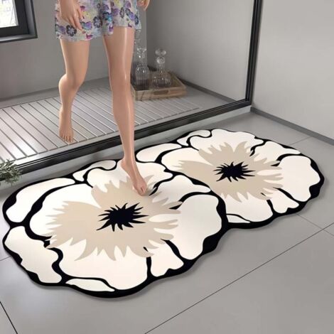 Élégant 4060cm (terre de diatomées) Tapis de sol en terre de diatomées aux formes florales uniques, adapté aux toilettes, salles de bains et lavabos. (1/5)