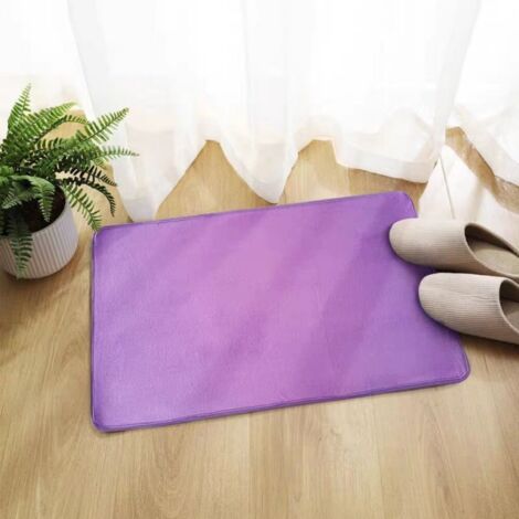 Violet - Plat 5080cm (polaire corail 0,8cm d'épaisseur) Tapis de sol en polaire corail, couleur unie, facile à nettoyer, tapis de salle de bain, tapis de toilette, absorbant et antidérapant (1/5)