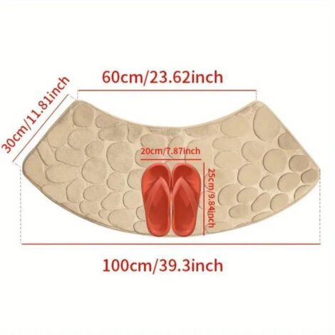Couleur camel - Petites pierres 4000cm (corail en forme d'éventail 0,8cm) Tapis de sol en polaire corail, tapis antidérapant galets pour toilettes/salle de bain, tapis de salle de bain absorbant pour (1/5)