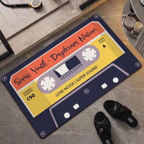 Bande magnétique - 6 4060cm (terre de diatomées) Tapis de sol rétro en terre de diatomées, inspiré des cassettes audio et des disques vinyles. Tapis de salle de bain antidérapant, tapis de porte de s (1/5)