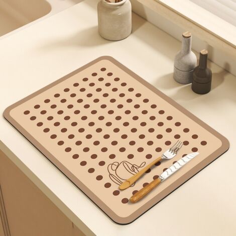 Panneau mural en forme de café, 5080cm (terre de diatomées). Tapis égouttoir, tapis absorbant en terre de diatomées pour plan de travail de cuisine/bar, lavable, résistant à la chaleur et isolant the (1/5)