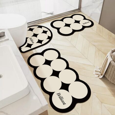 Tapis de douche absorbant à motifs élégants, 5080cm, pièce unique. Ensemble de tapis de toilette (ensemble de 3 pièces), tapis de salle de bain en terre de diatomées, tapis absorbant et antidérapant (1/5)
