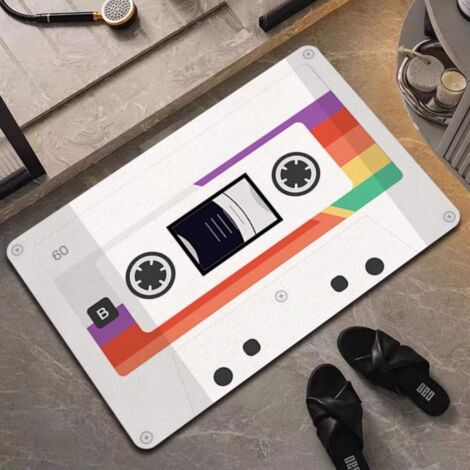 Bande magnétique - 8 4060cm (terre de diatomées) Tapis de sol rétro en terre de diatomées, inspiré des cassettes audio et des disques vinyles. Tapis de salle de bain antidérapant, tapis de porte de s (1/5)