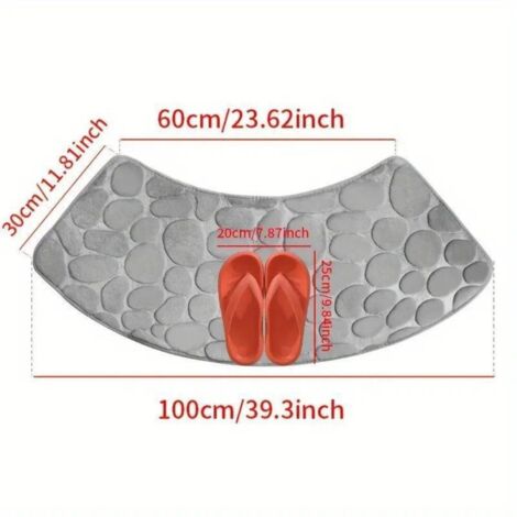 Gris clair - petites pierres 4000cm (corail polaire en forme d'éventail 0,8cm) Tapis de sol en polaire corail, tapis antidérapant galets pour toilettes/salle de bain, tapis de salle de bain absorbant (1/5)