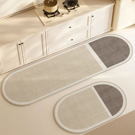 Ligne 1 4060cm (terre de diatomées) Tapis de sol absorbant et antidérapant en terre de diatomées, facile à nettoyer, de forme ovale, adapté à une utilisation dans la salle à manger et la cuisine. (1/5)