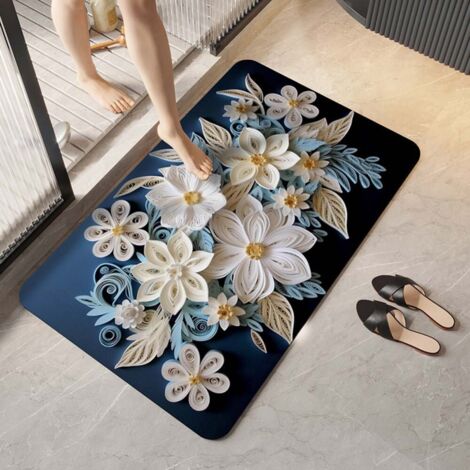 terre de diatomées améliorée en grappes de 4060 cm Tapis de sol en terre de diatomées, tapis de salle de bain absorbant et antidérapant, tapis de toilette et de salle de bain pour la maison (1/5)
