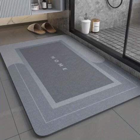 Bleu - Rectangulaire 5080cm (Terre de diatomées) Tapis de sol en terre de diatomées, tapis de salle de bain antidérapant lavable, tapis absorbant pour lavabo de toilettes (1/5)