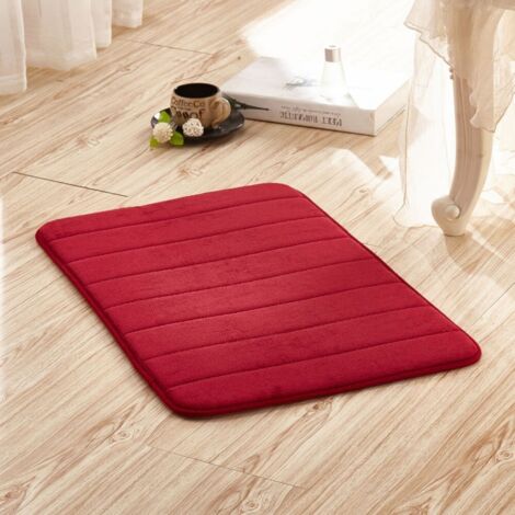 Bourgogne 5020cm (polaire corail de 1,2 cm d'épaisseur) Tapis de sol uni en polaire corail, absorbant, résistant à l'usure et antidérapant pour les entrées de salle de bain. (1/5)