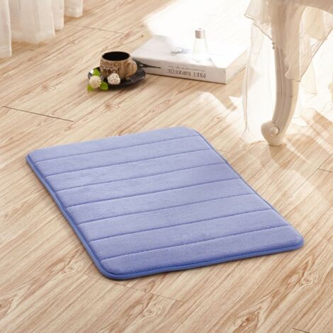 Bleu foncé, 5080cm (polaire corail de 1,2 cm d'épaisseur) Tapis de sol uni en polaire corail, absorbant, résistant à l'usure et antidérapant pour les entrées de salle de bain. (1/5)