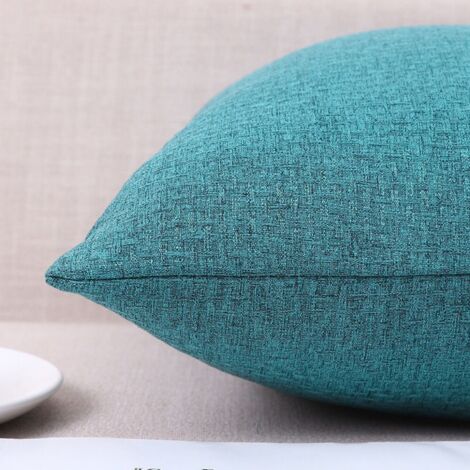 Taie d'oreiller simple bleu clair 60x80 Taies d'oreiller en coton et lin à motif gaufré, revêtement doux pour table de chevet, bureau, dossier et canapé. (1/5)