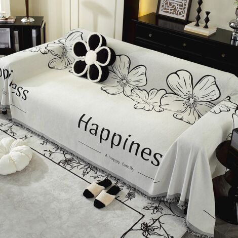 Fleur joyeuse 180x180 Housse de canapé en chenille, housse de canapé intégrale, coussin de canapé anti-griffures de chat une pièce toutes saisons (1/5)