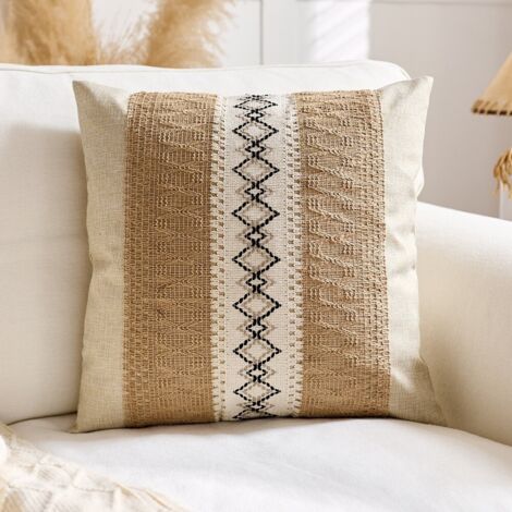 Taie d'oreiller simple en coton à tissage losange 45 x 45 mm Taies d'oreiller en coton et lin, coussins de tête de lit, taies d'oreiller pour salon (modèle d'exposition), taies d'oreiller pour canapé (1/5)