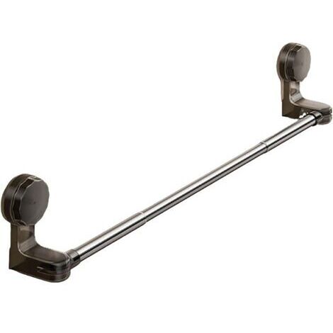 Barre porte-serviettes à ventouse extensible, 11,8 à 23,6 pouces, en acier inoxydable noir (noir)