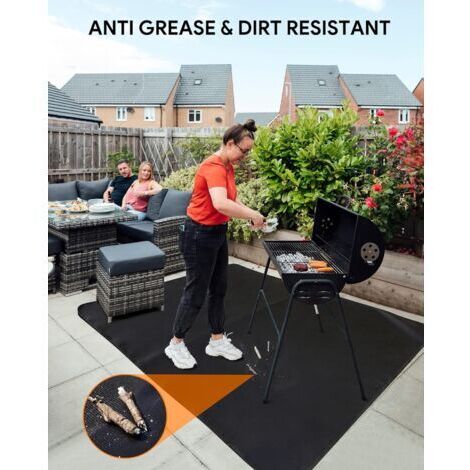 Tapis de barbecue résistant au feu 50'' x 36'' – Fibre de verre avec silicone ignifuge – Protection contre les braises et éclaboussures (1/5)